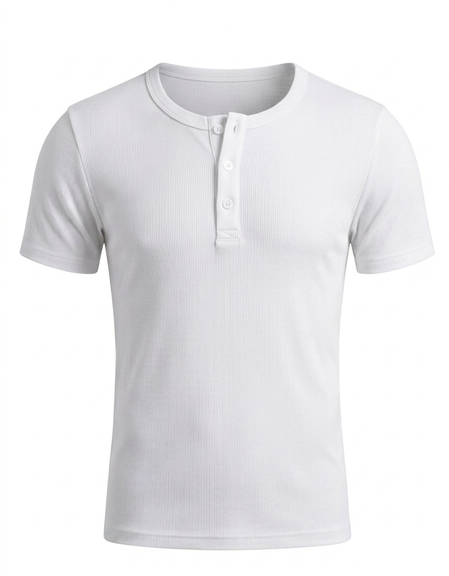 Short Sleeve Henley Shirt - White