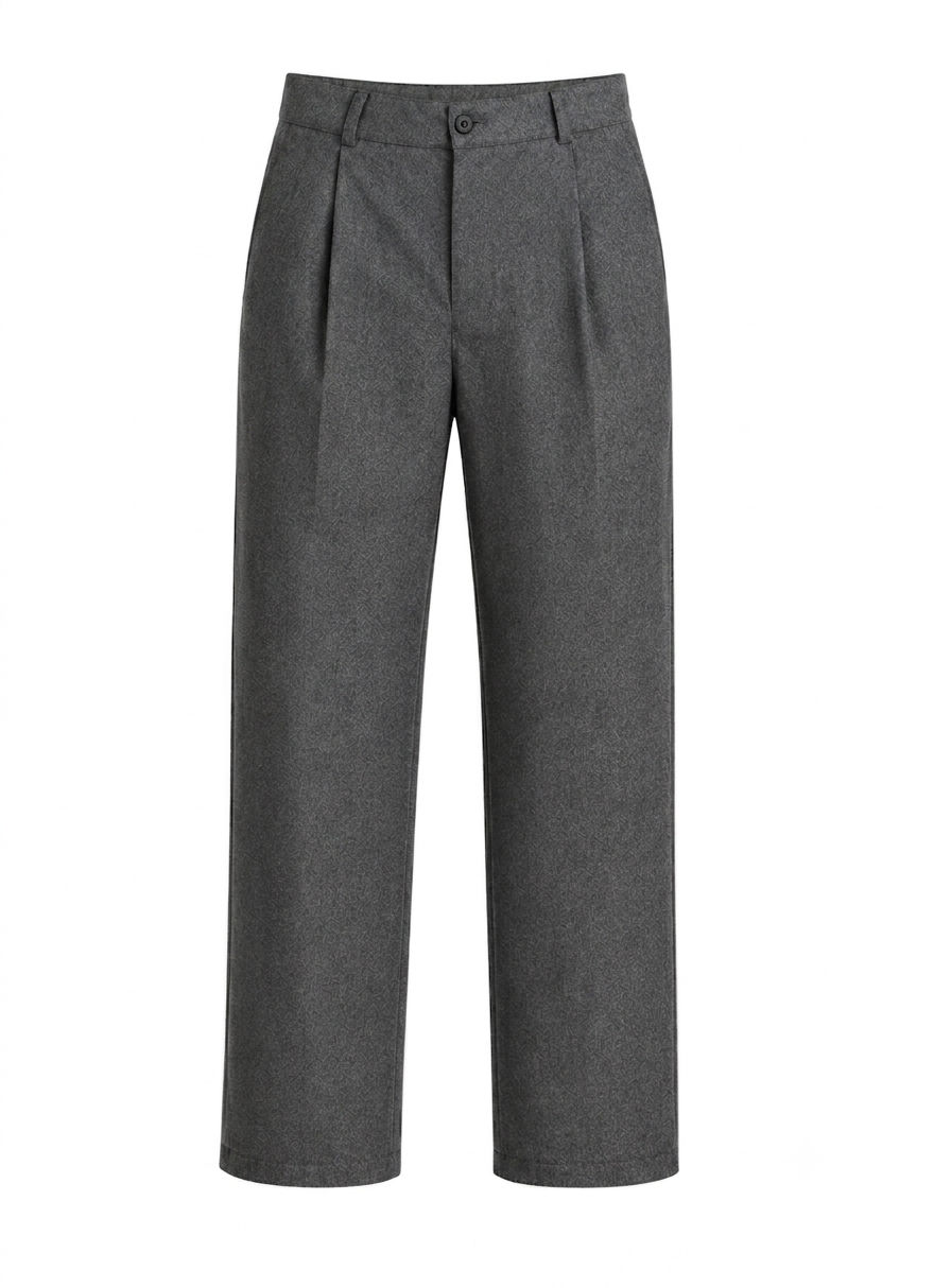 Grey Men's Pleated Pants