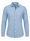 Women's Basic Linen Shirt - Baby Blue