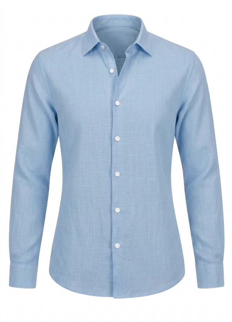 Women's Basic Linen Shirt - Baby Blue