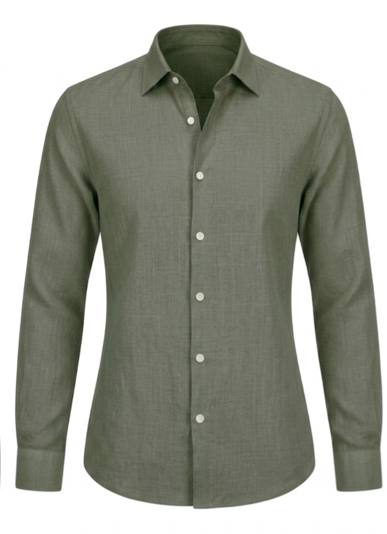 Women's Basic Linen Shirt - Olive