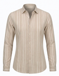 Women's Striped Linen Shirt - Beige and Off-white