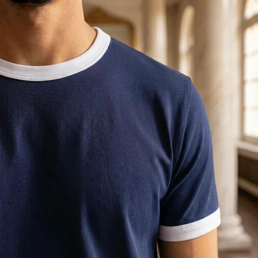 Ringer T-shirt - Navy Blue