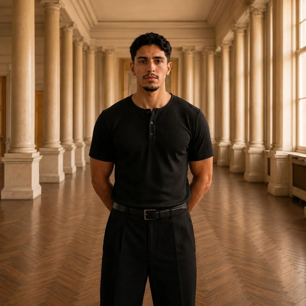 Short Sleeve Henley Shirt - Black