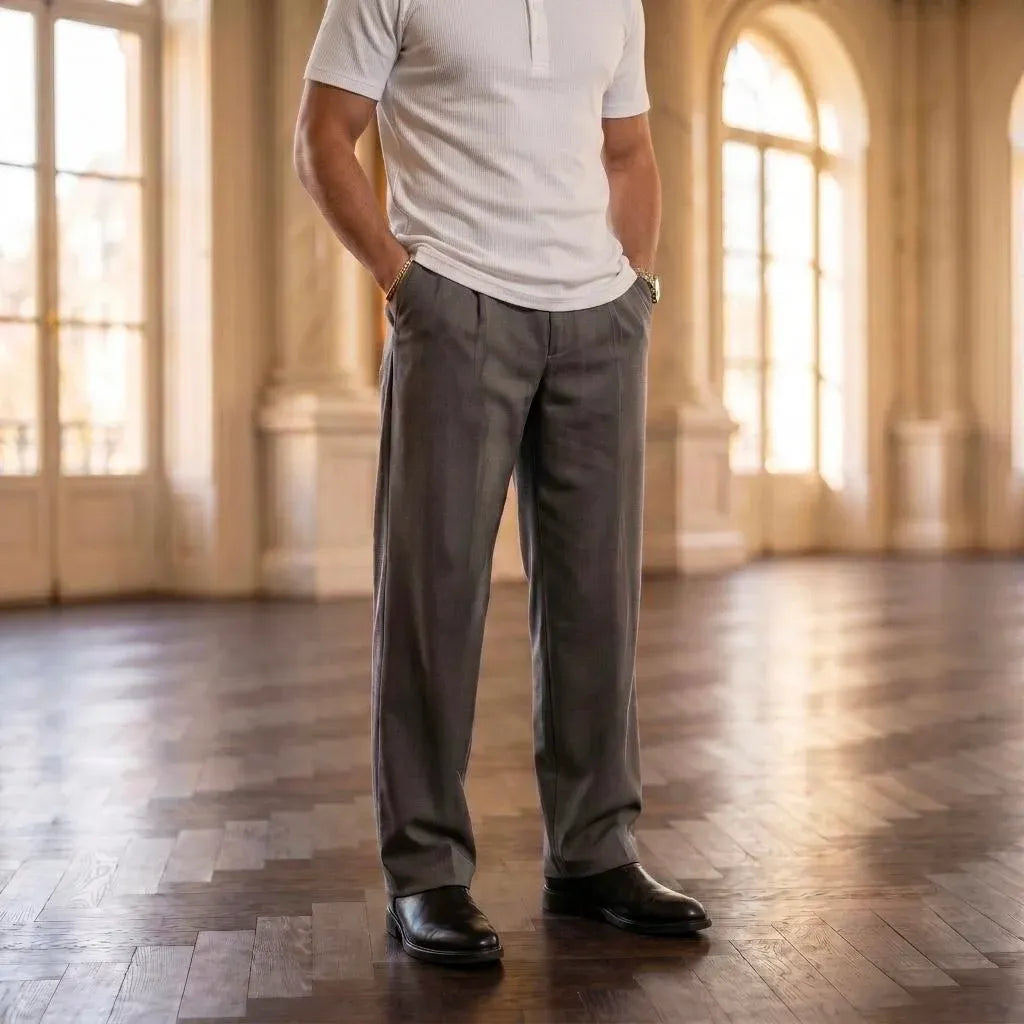 Grey Men's Pleated Pants