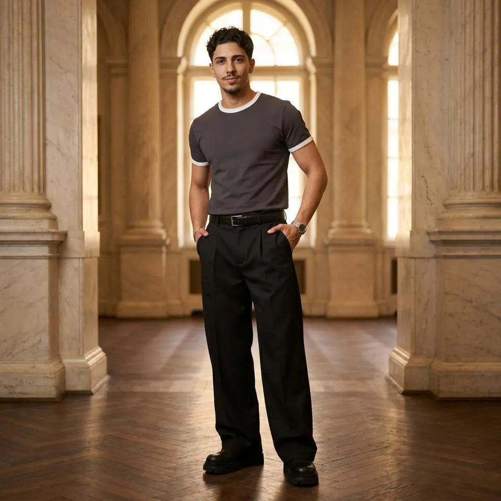 Black Men's Pleated Pants