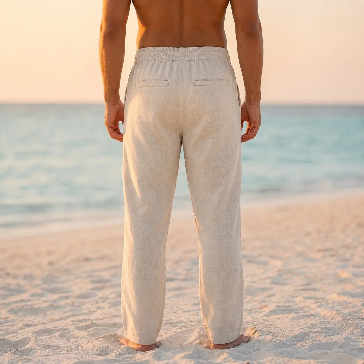 Men's Linen Pants - Beige