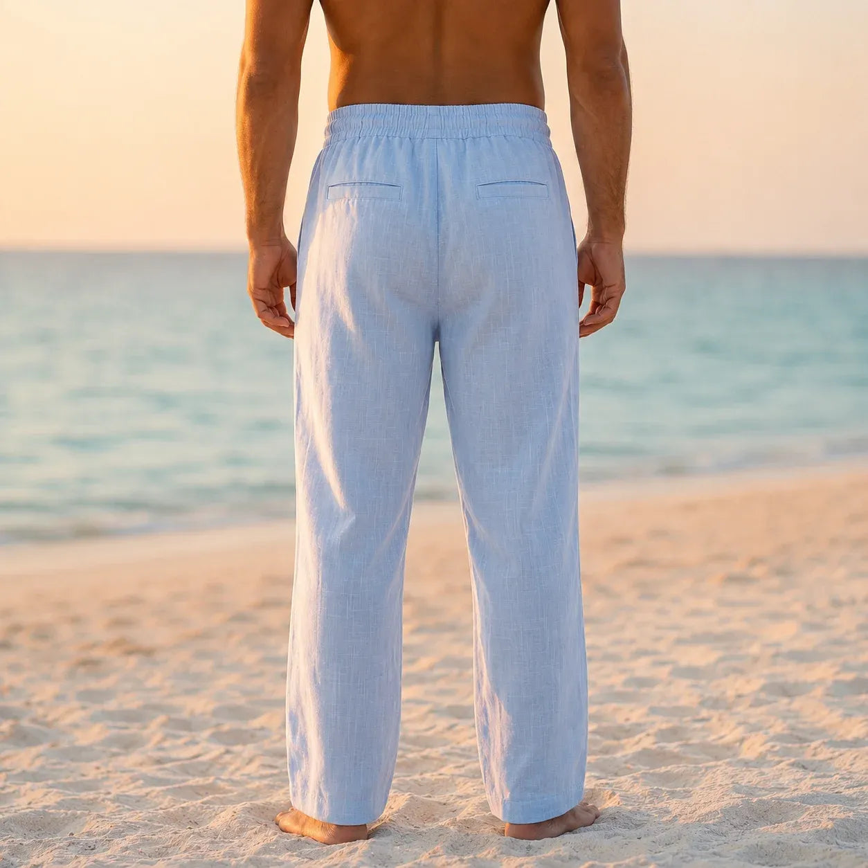 Men's Linen Pants - Baby Blue