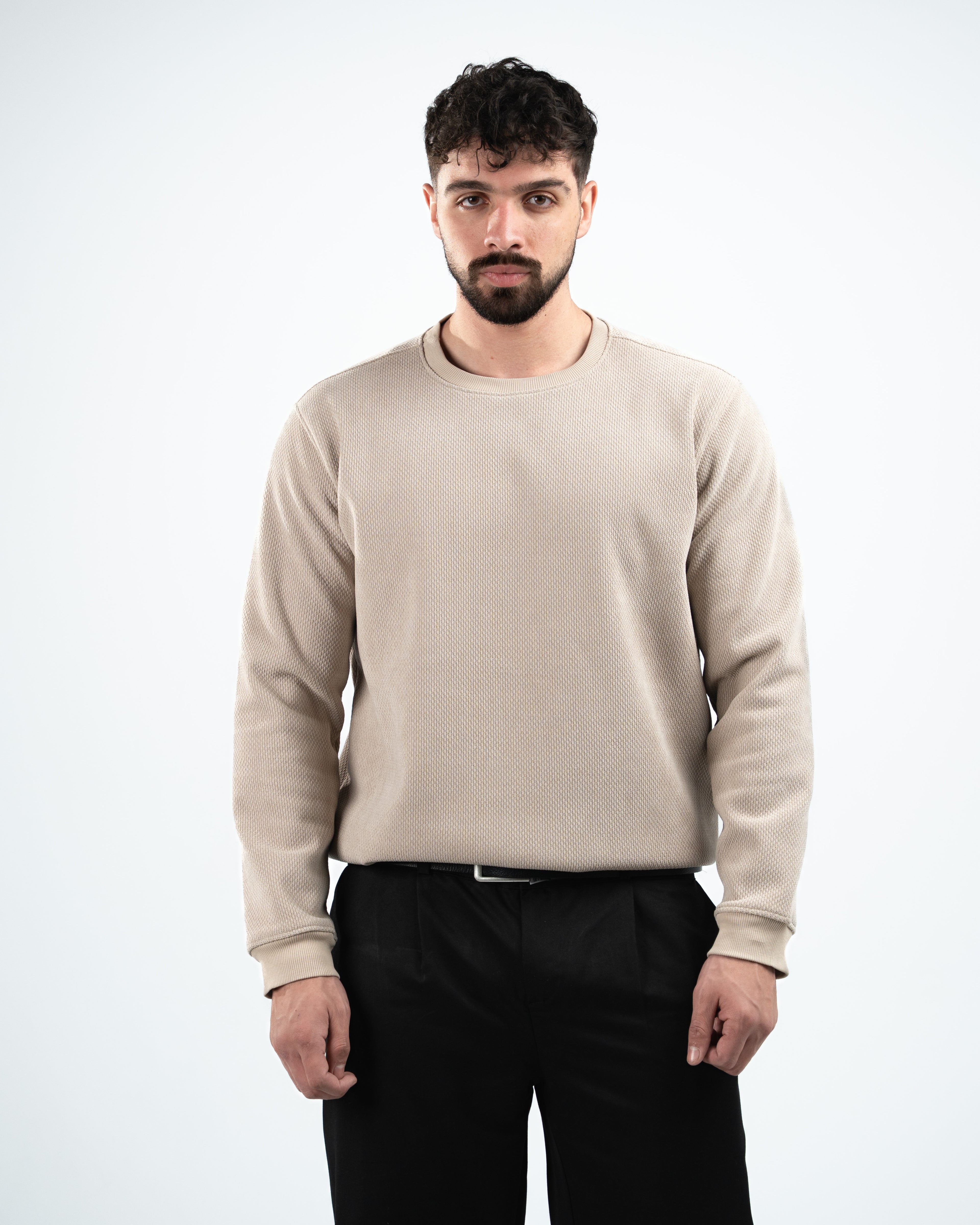 Beige Round Neck Pullover