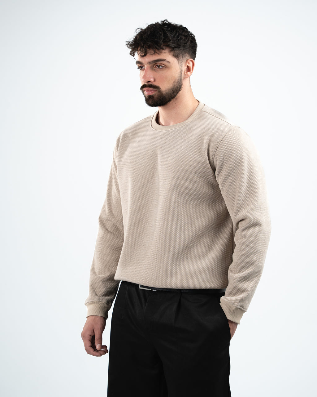 Beige Round Neck Pullover