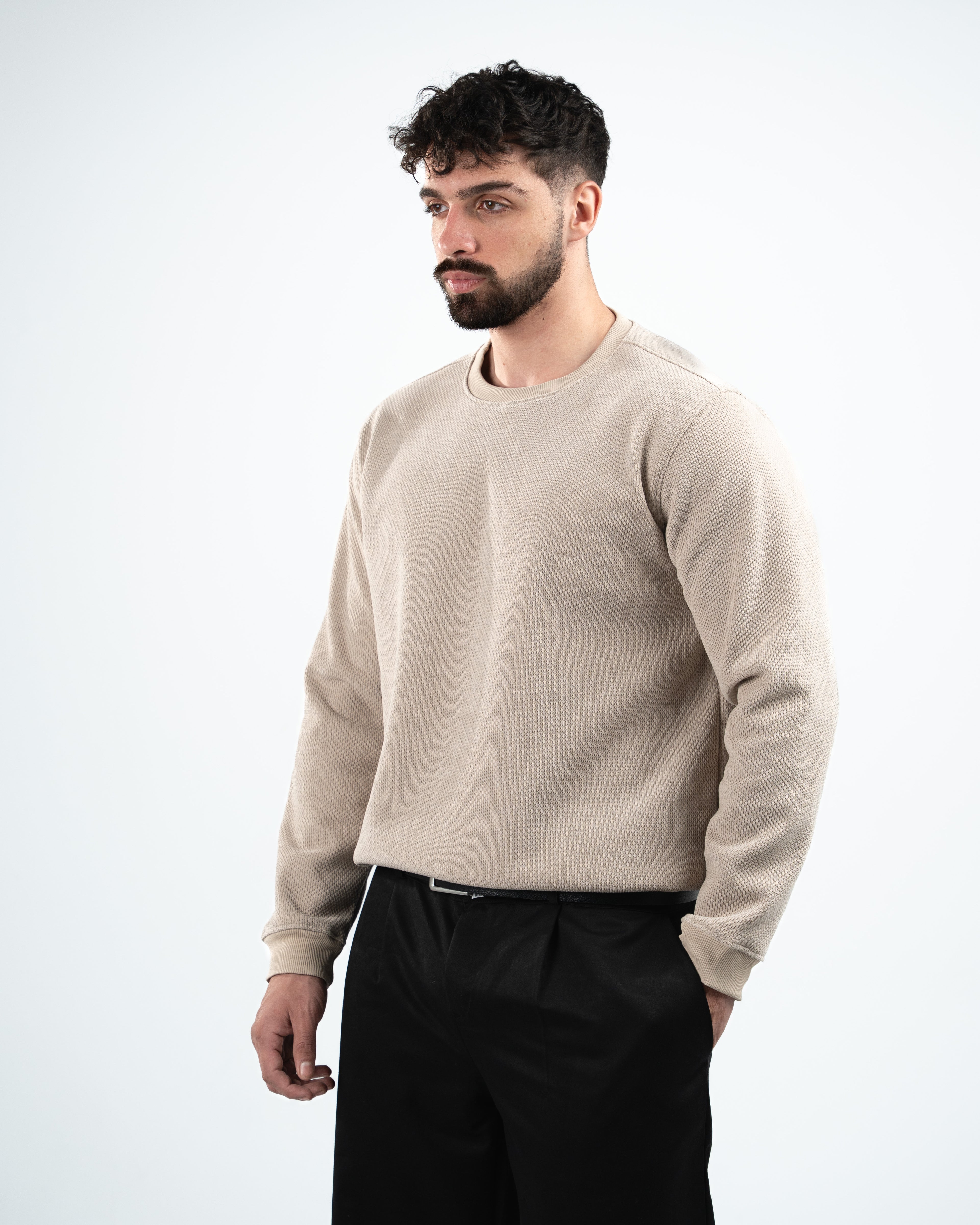 Beige Round Neck Pullover