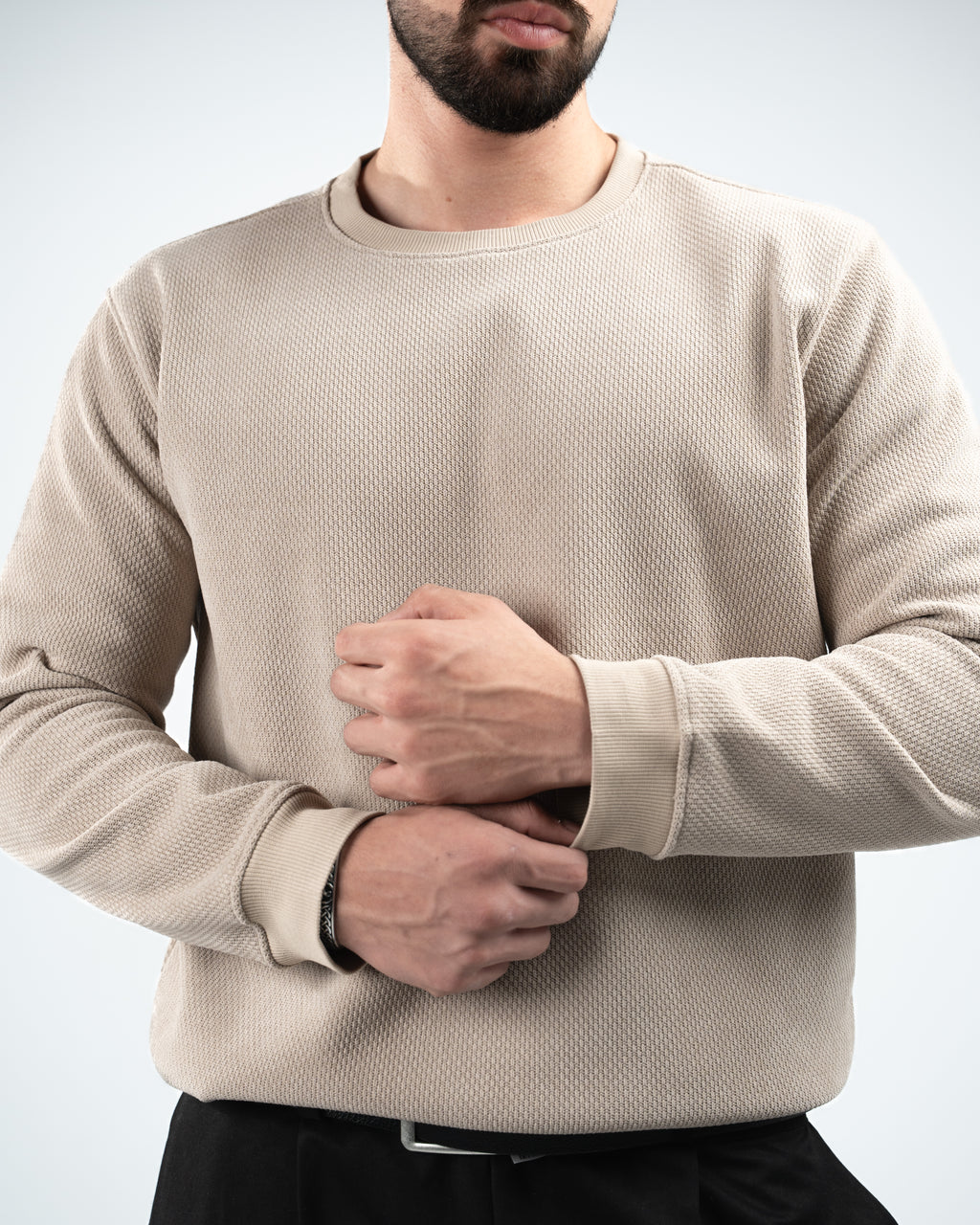 Beige Round Neck Pullover