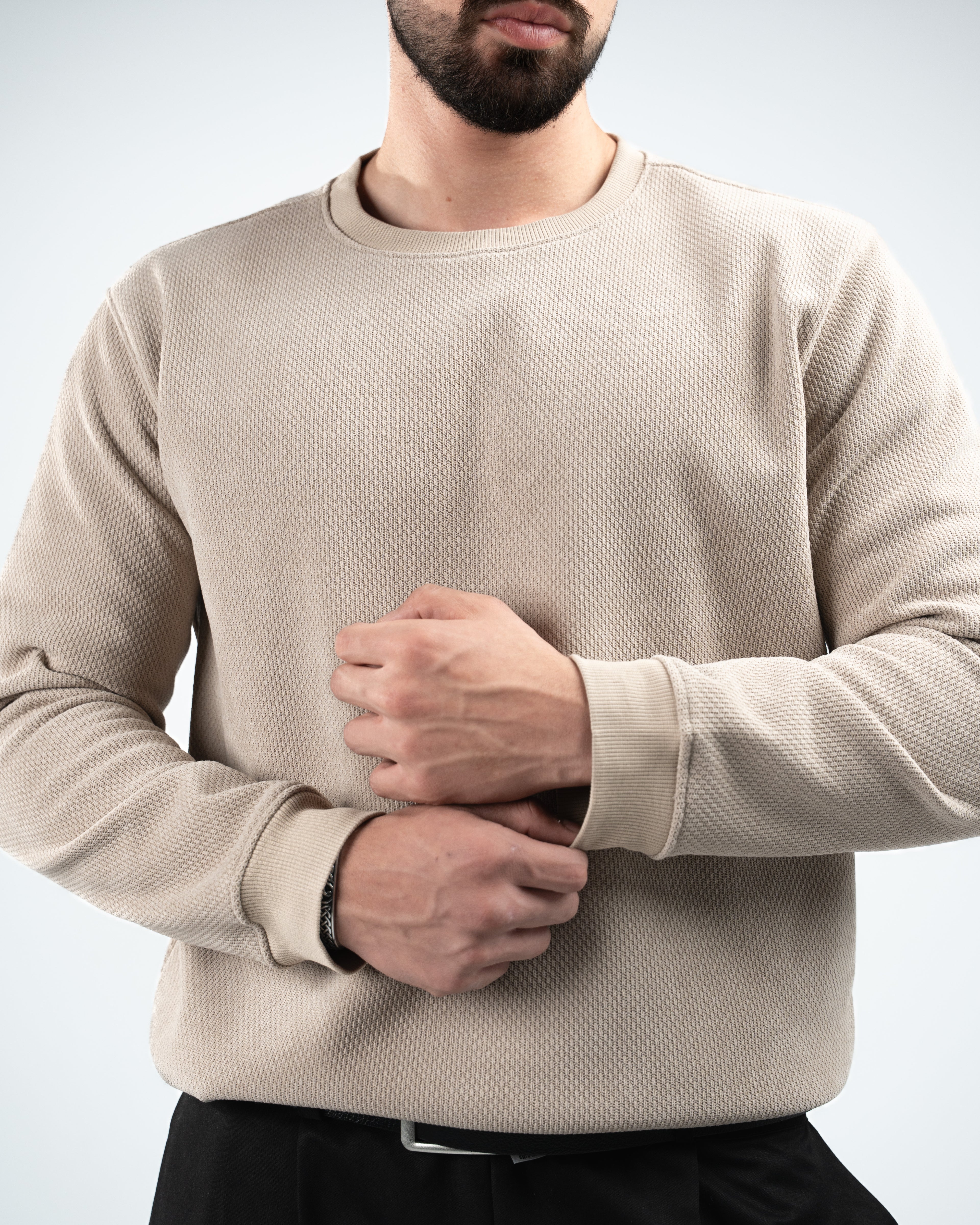 Beige Round Neck Pullover