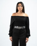 Black Off-shoulder Pullover