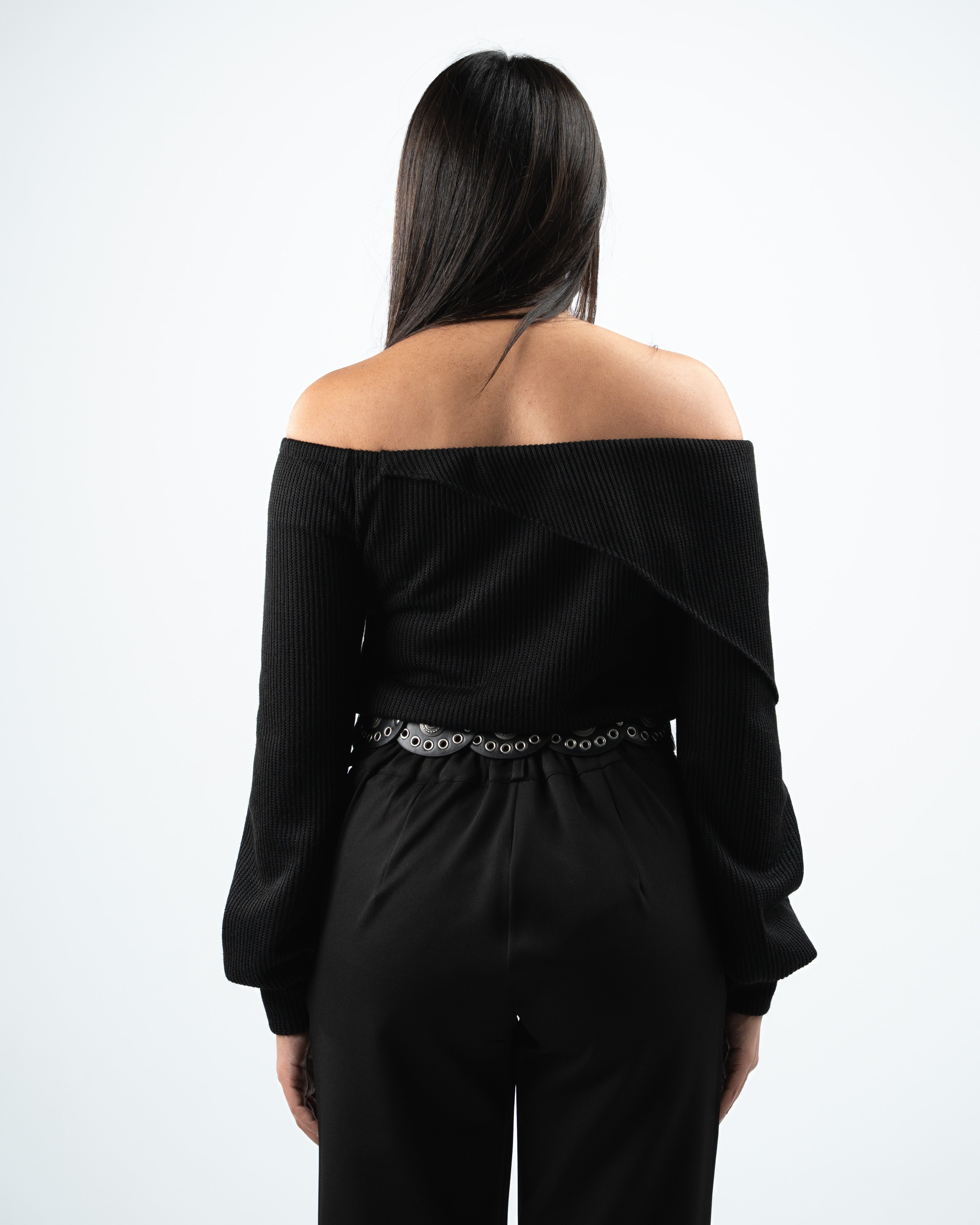 Black Off-shoulder Pullover