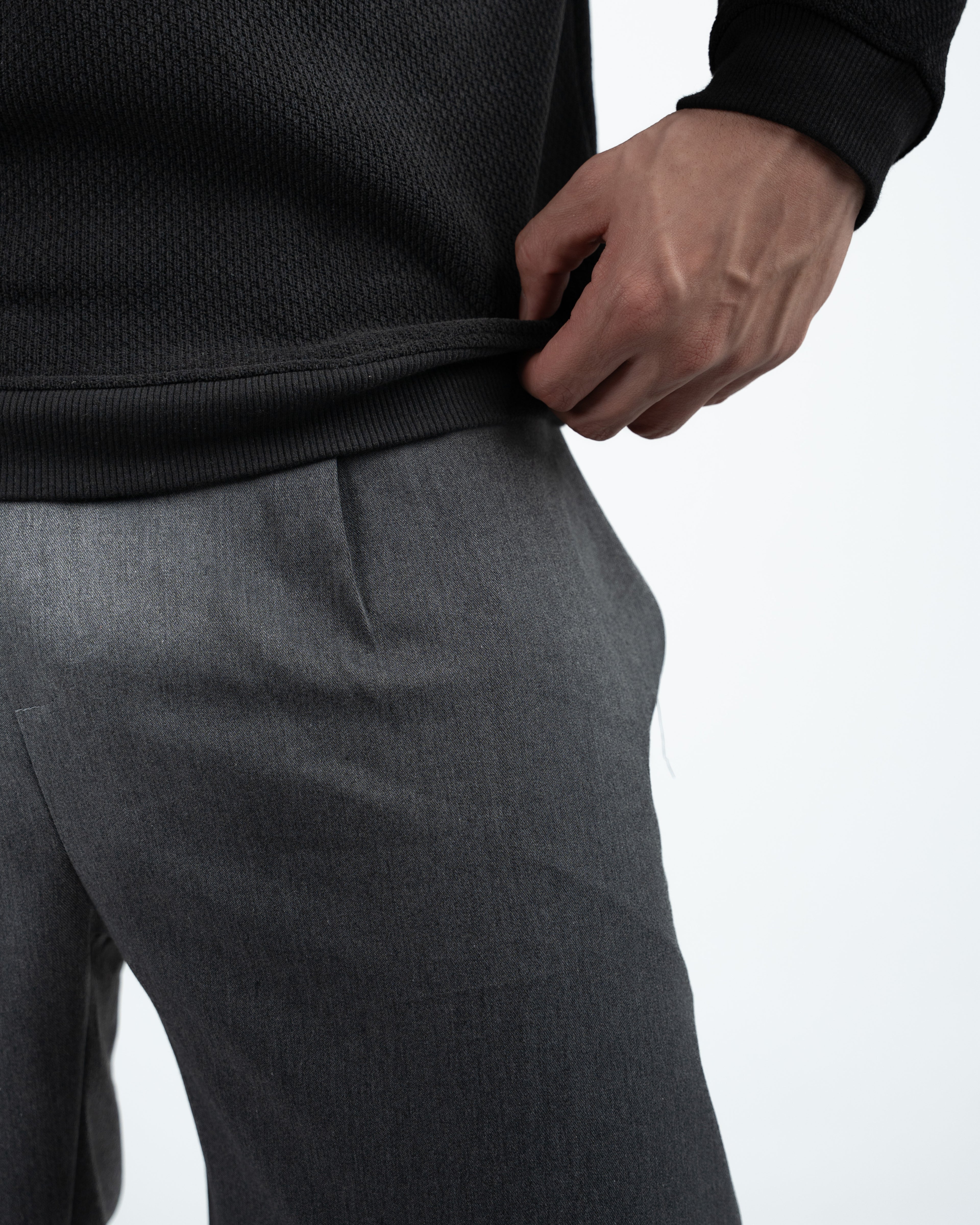 Grey Men's Pleated Pants