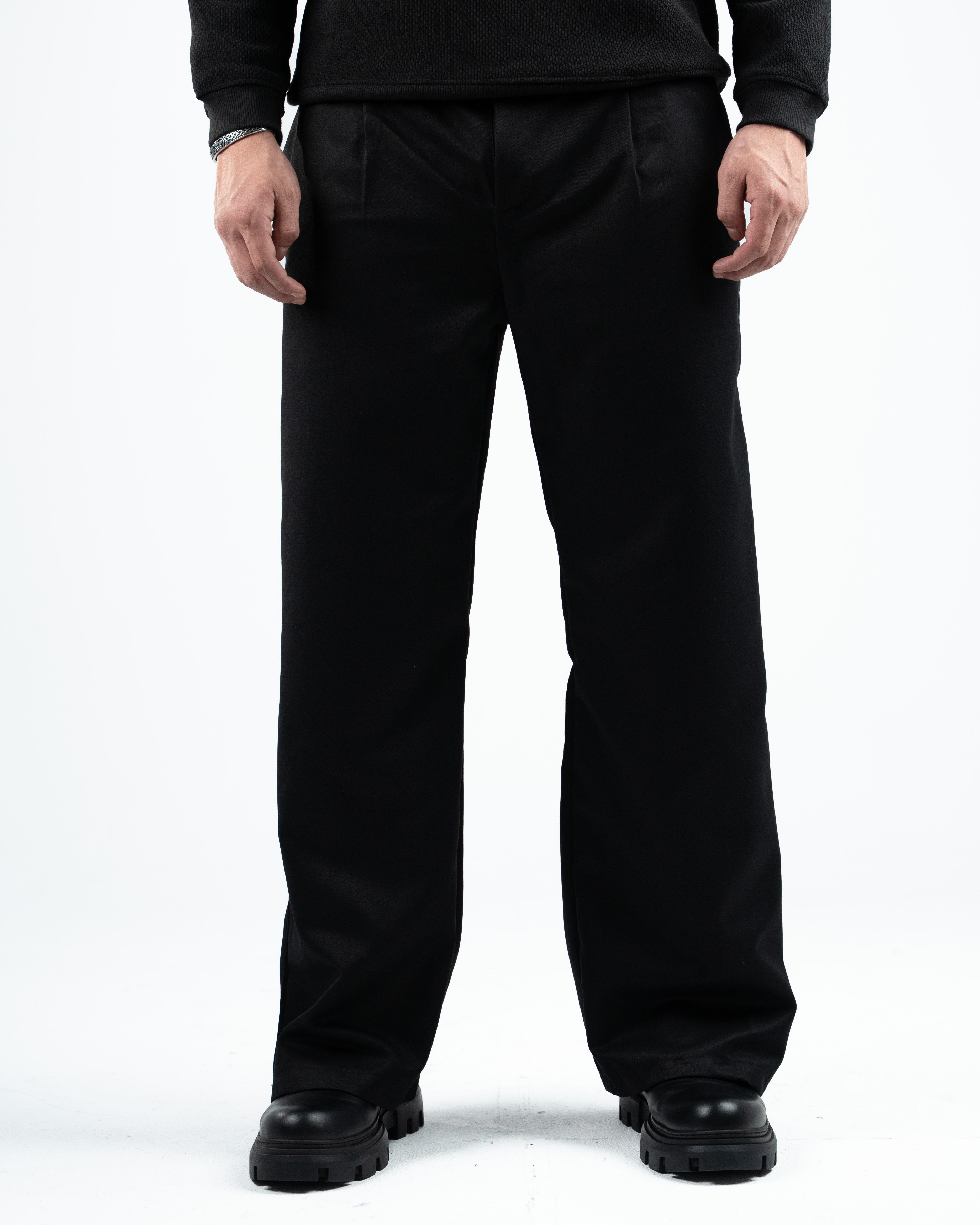 Black Men's Pleated Pants