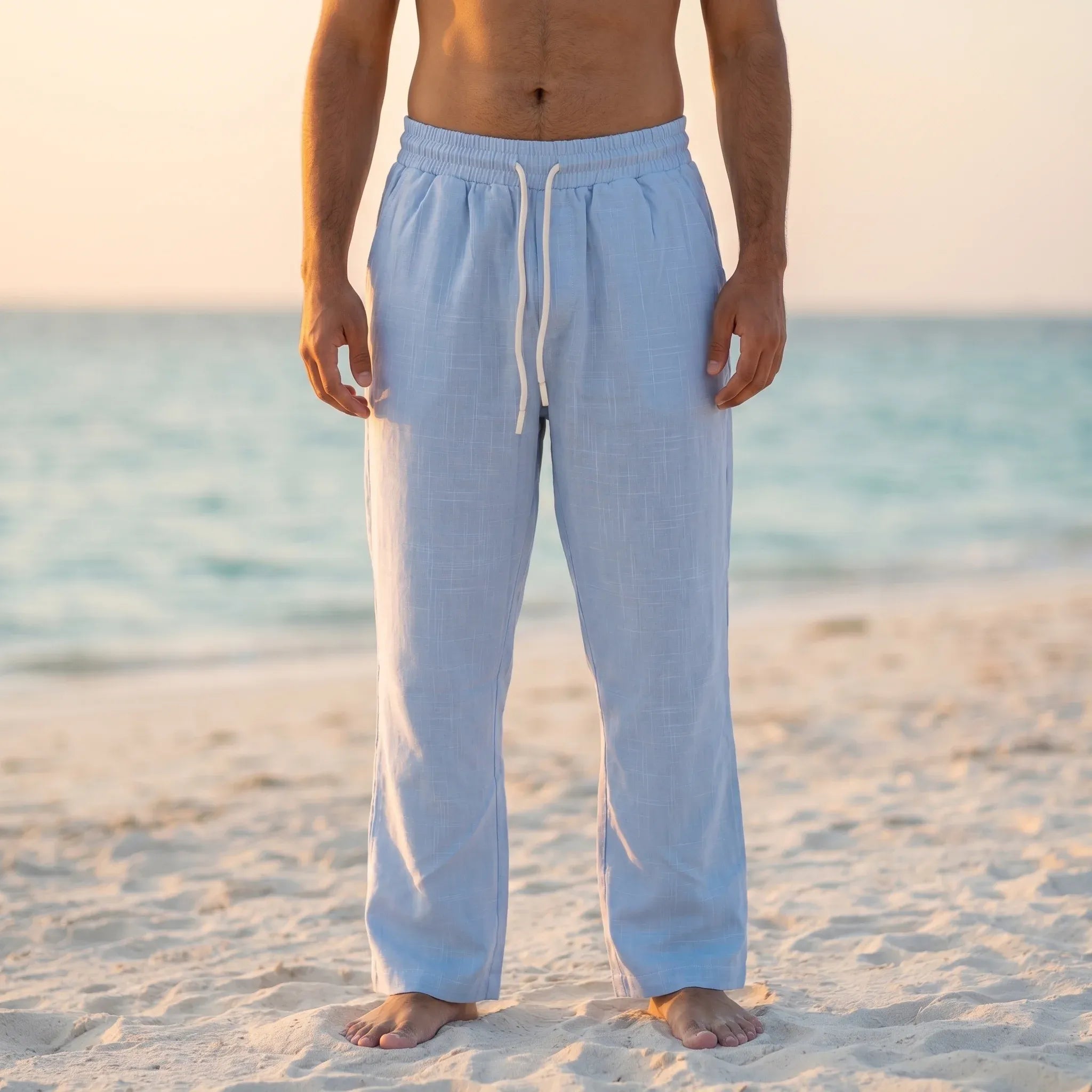 Men's Linen Pants - Baby Blue