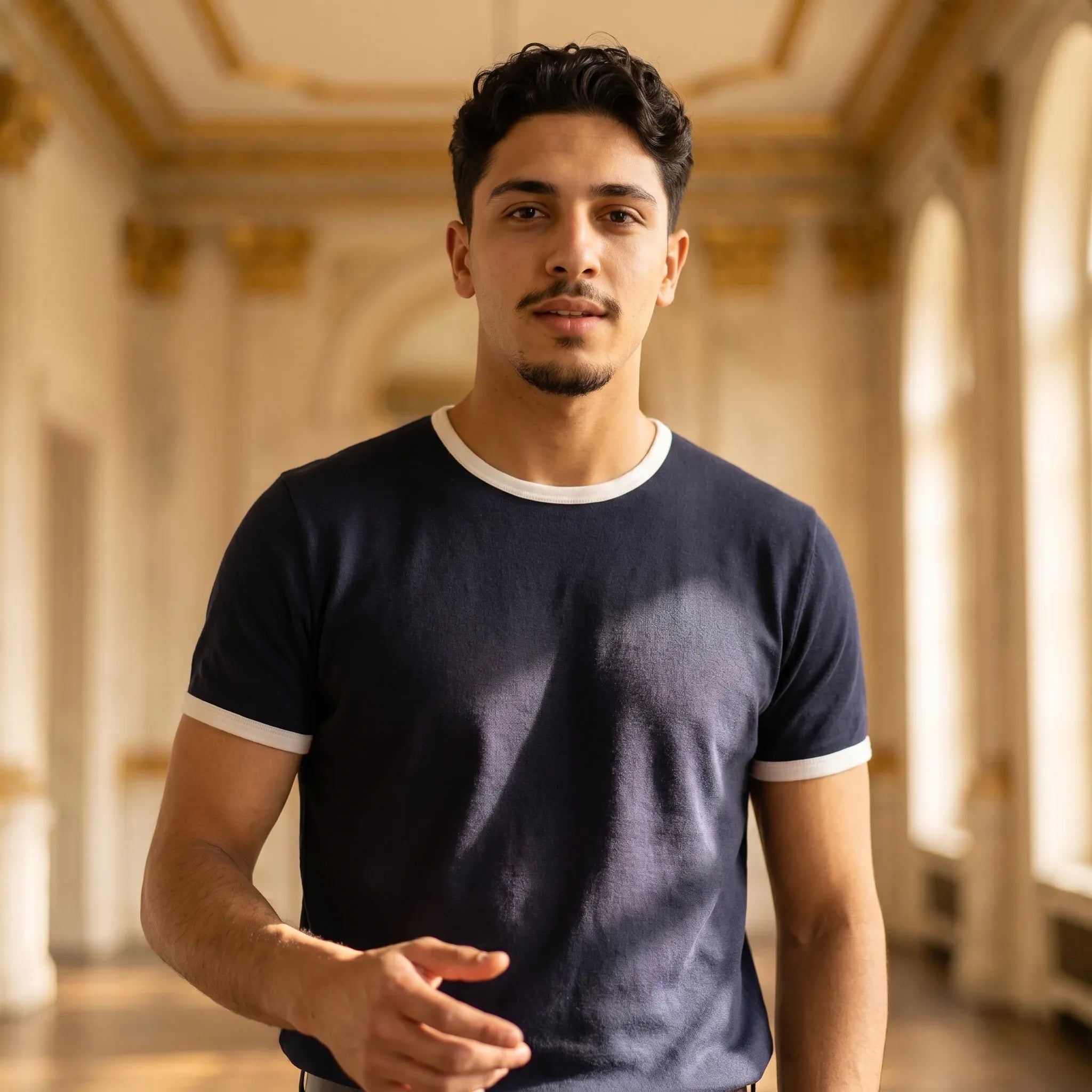 Ringer T-shirt - Navy Blue