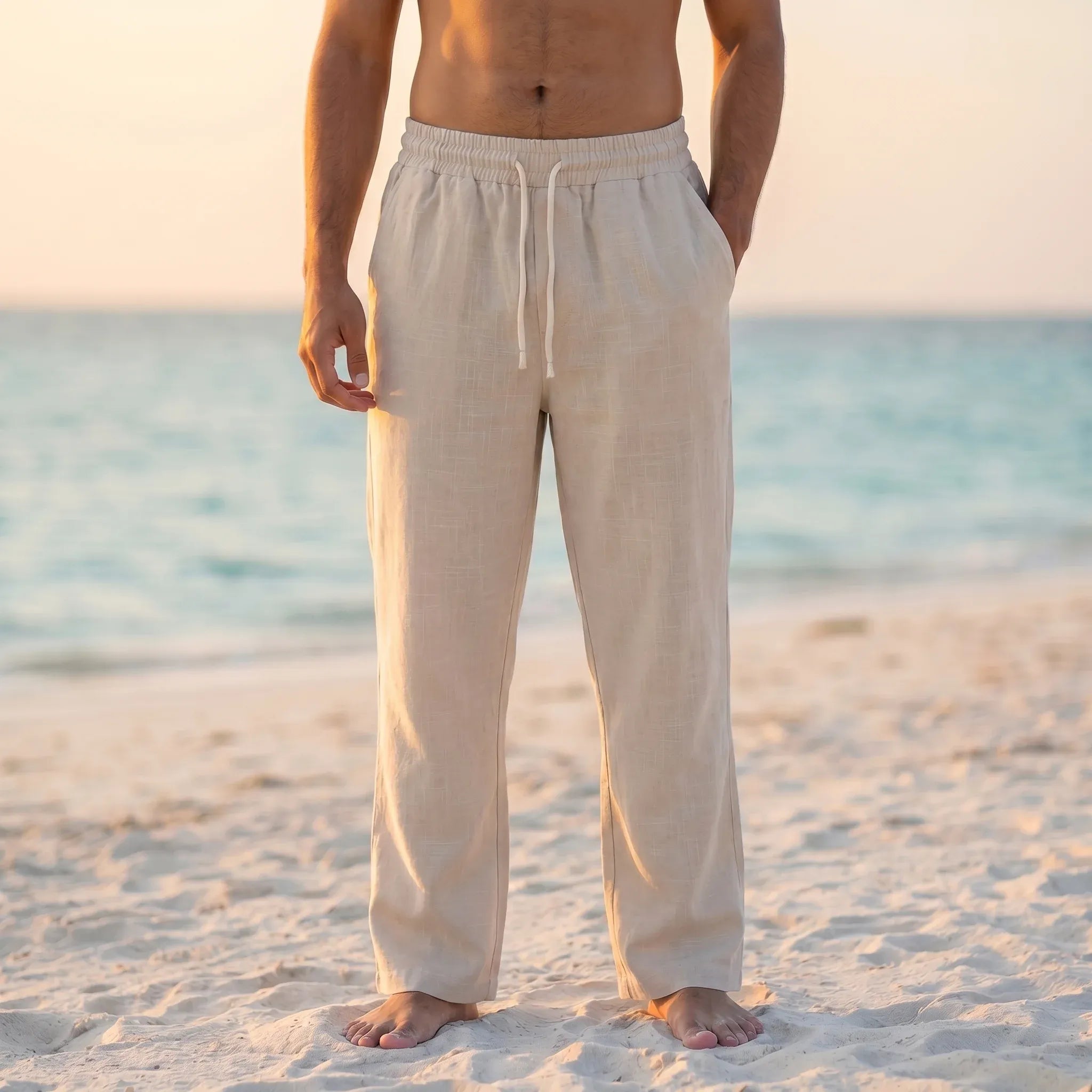 Men's Linen Pants - Beige
