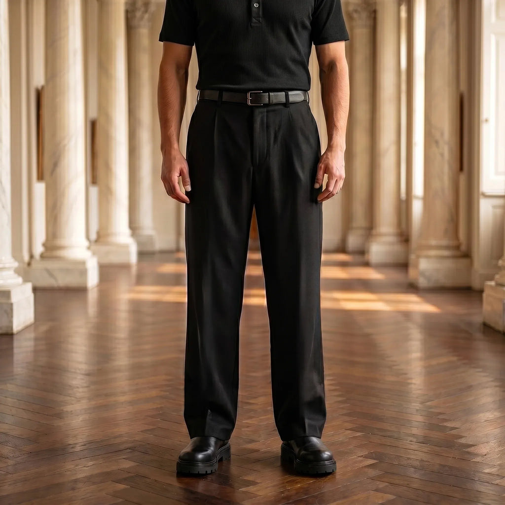 Black Men's Pleated Pants