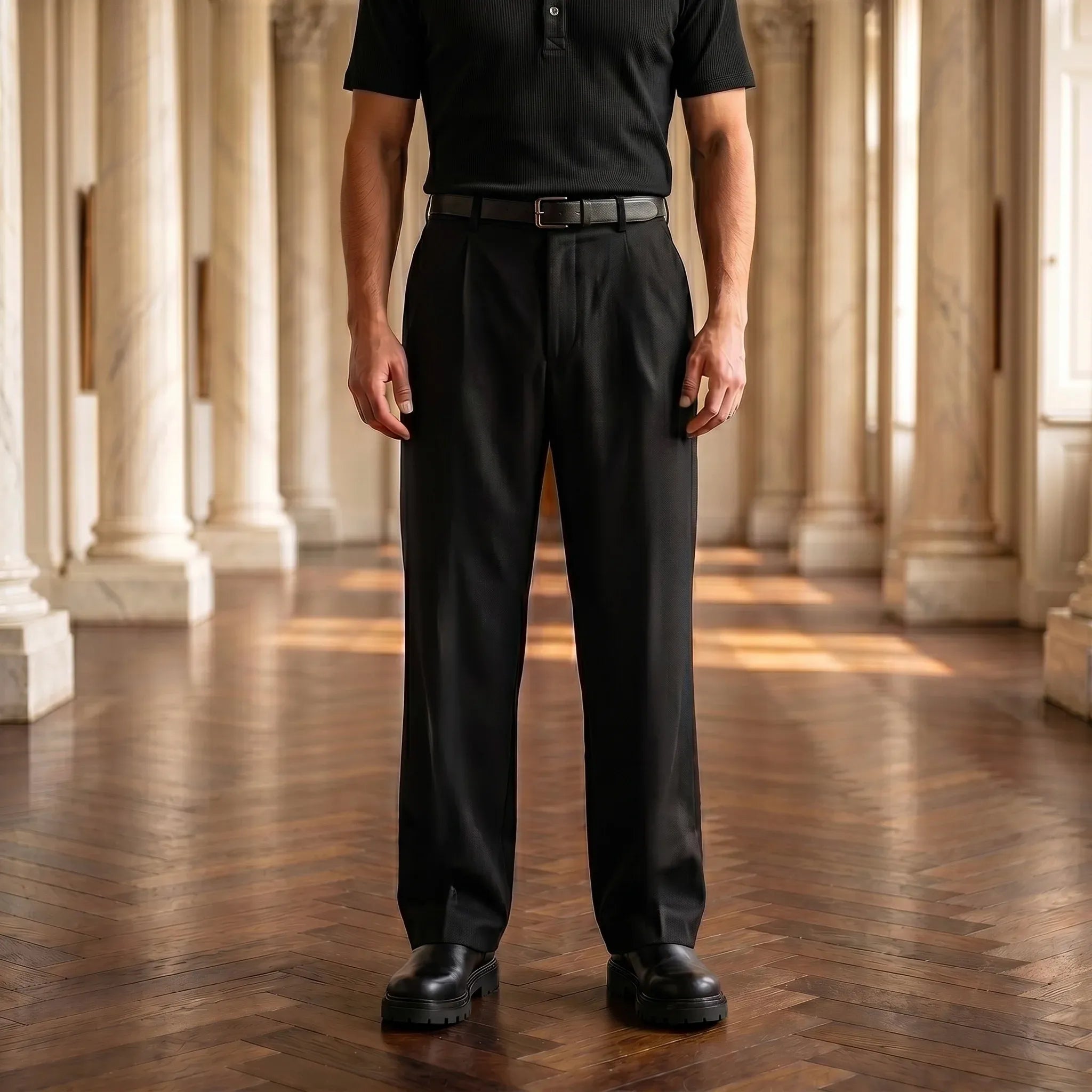 Black Men's Pleated Pants
