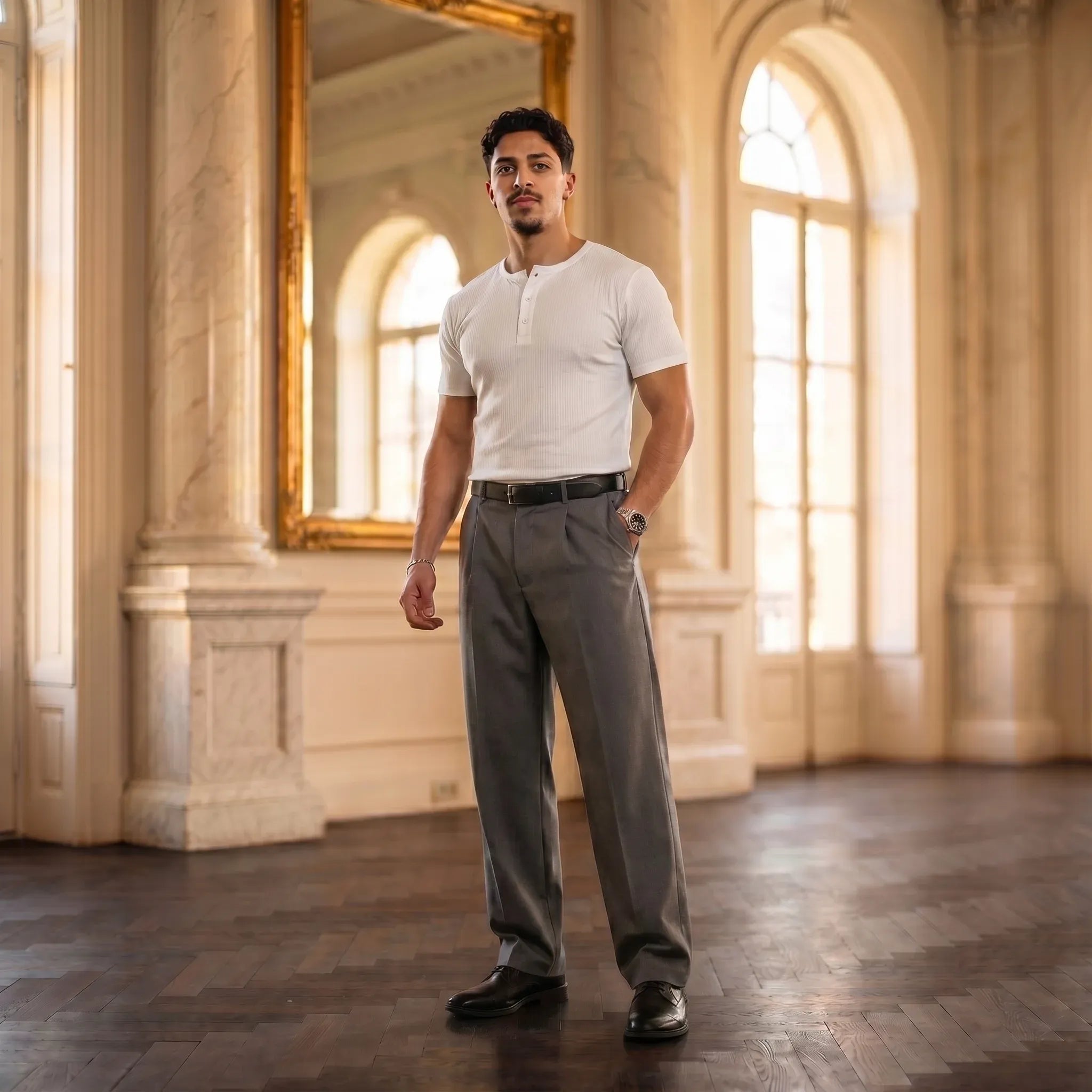 Short Sleeve Henley Shirt - White