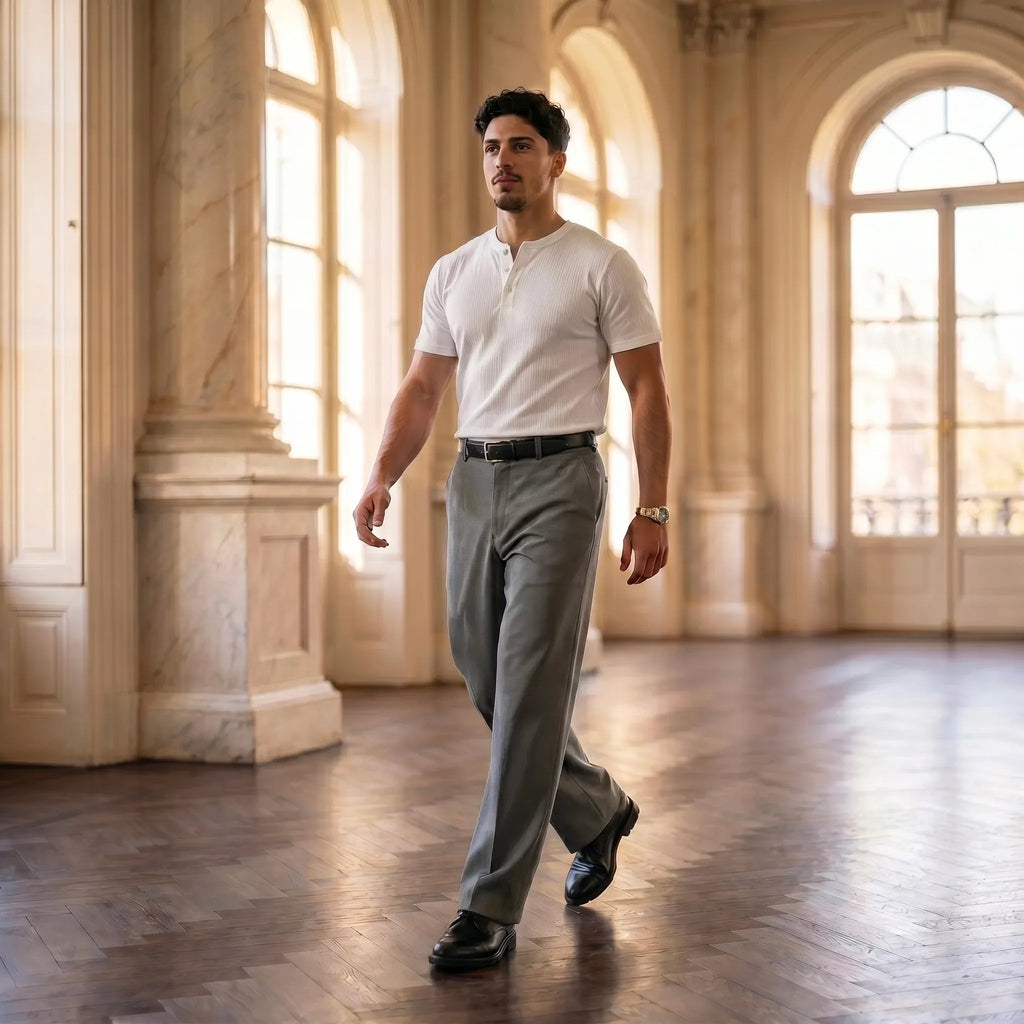 Grey Men's Pleated Pants