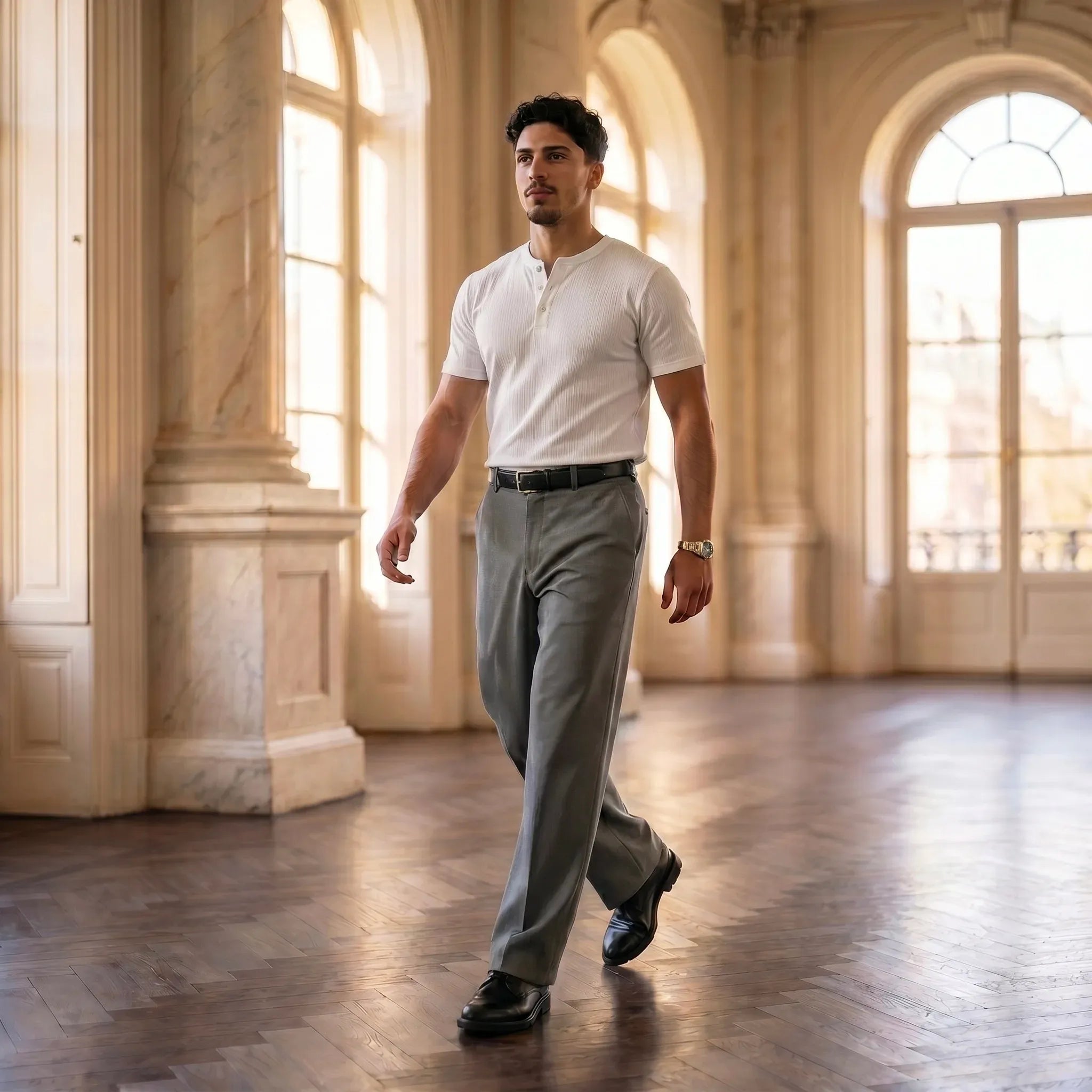 Short Sleeve Henley Shirt - White