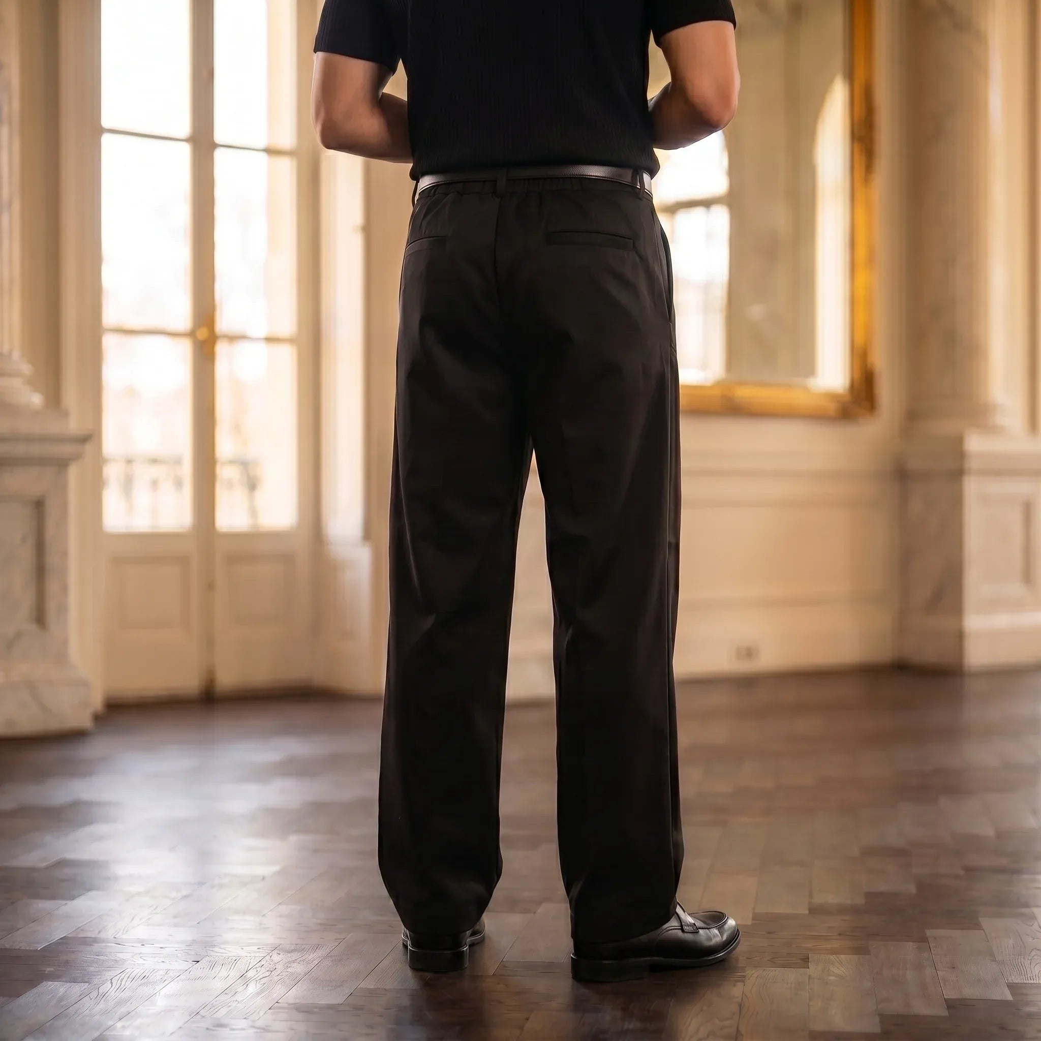 Black Men's Pleated Pants
