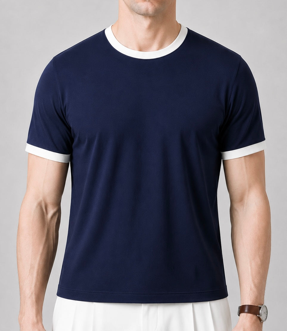 Ringer T-shirt - Navy Blue