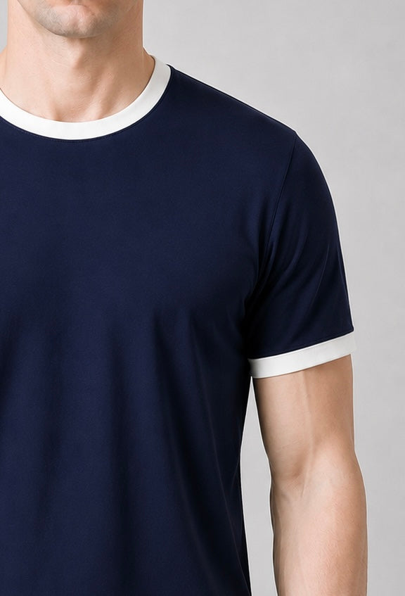 Ringer T-shirt - Navy Blue