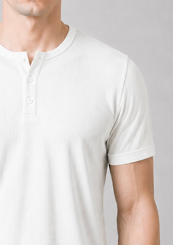 Short Sleeve Henley Shirt - White