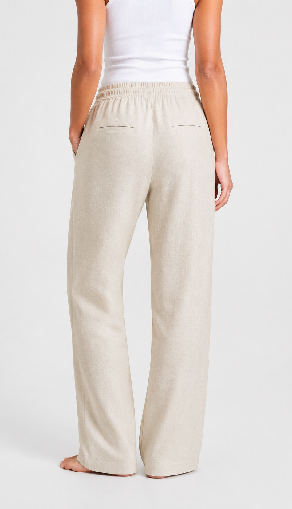 Women's Linen Pants - Beige