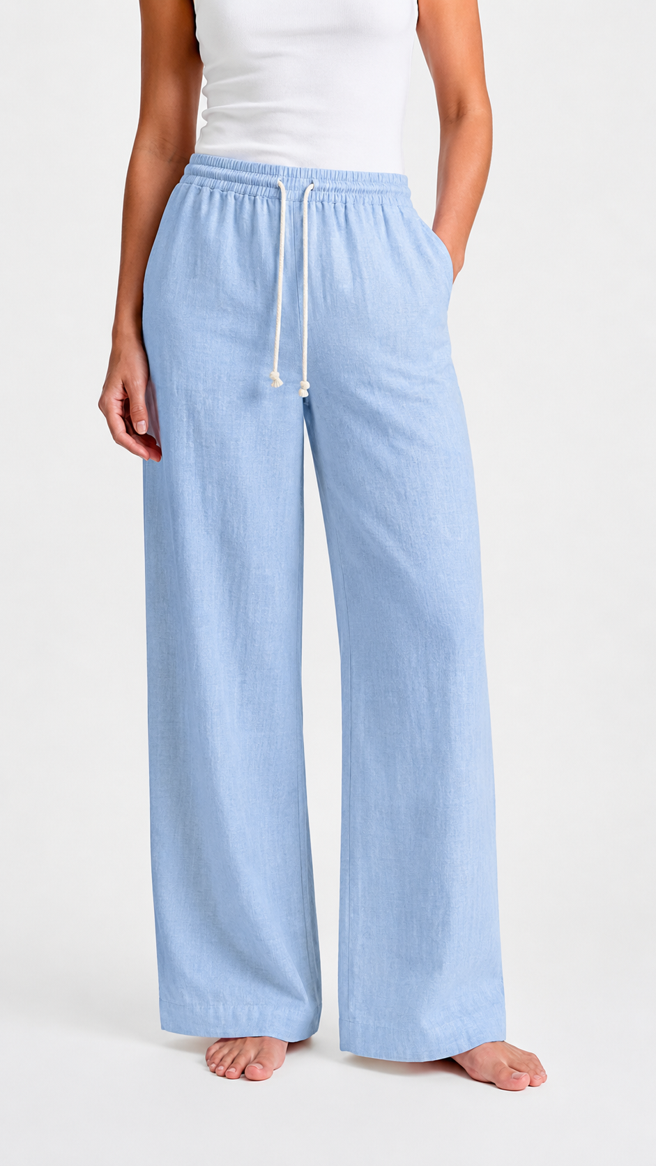 Women's Linen Pants - Baby Blue