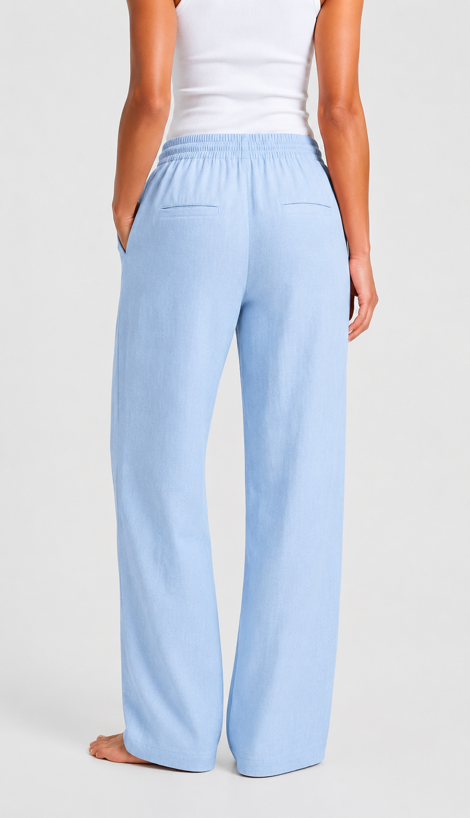 Women's Linen Pants - Baby Blue