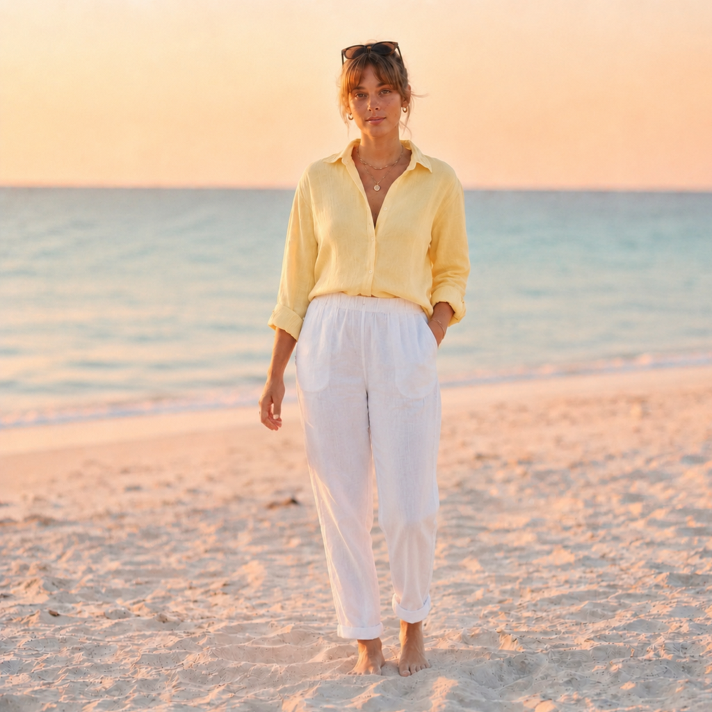 Women's Basic Linen Shirt - Butter Yellow