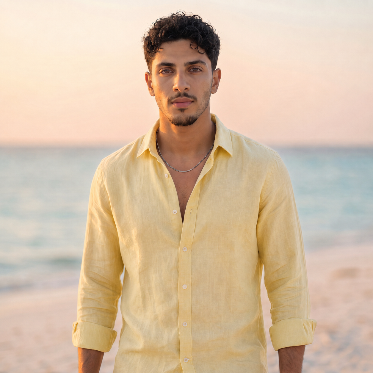 Men's Basic Linen Shirt - Butter Yellow