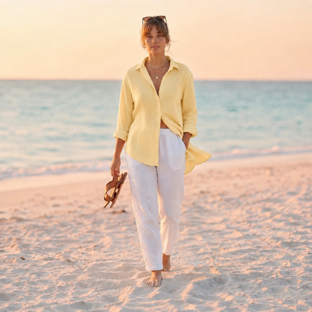 Women's Basic Linen Shirt - Butter Yellow