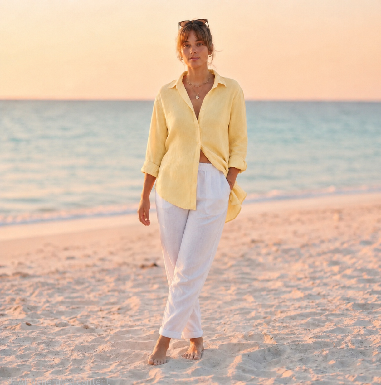 Women's Basic Linen Shirt - Butter Yellow